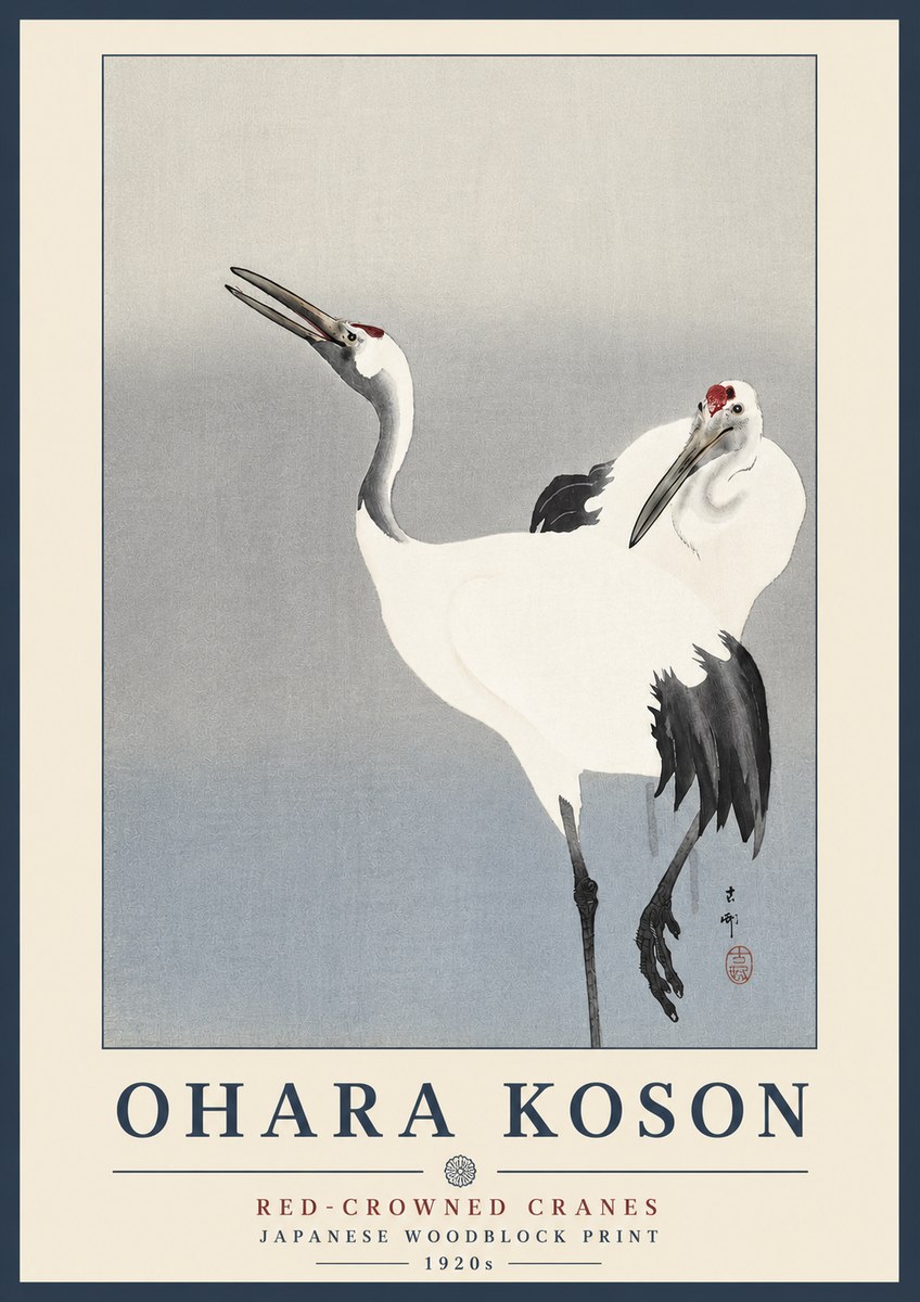 Ohara Koson Red-crowned Cranes No3 - Juliste
