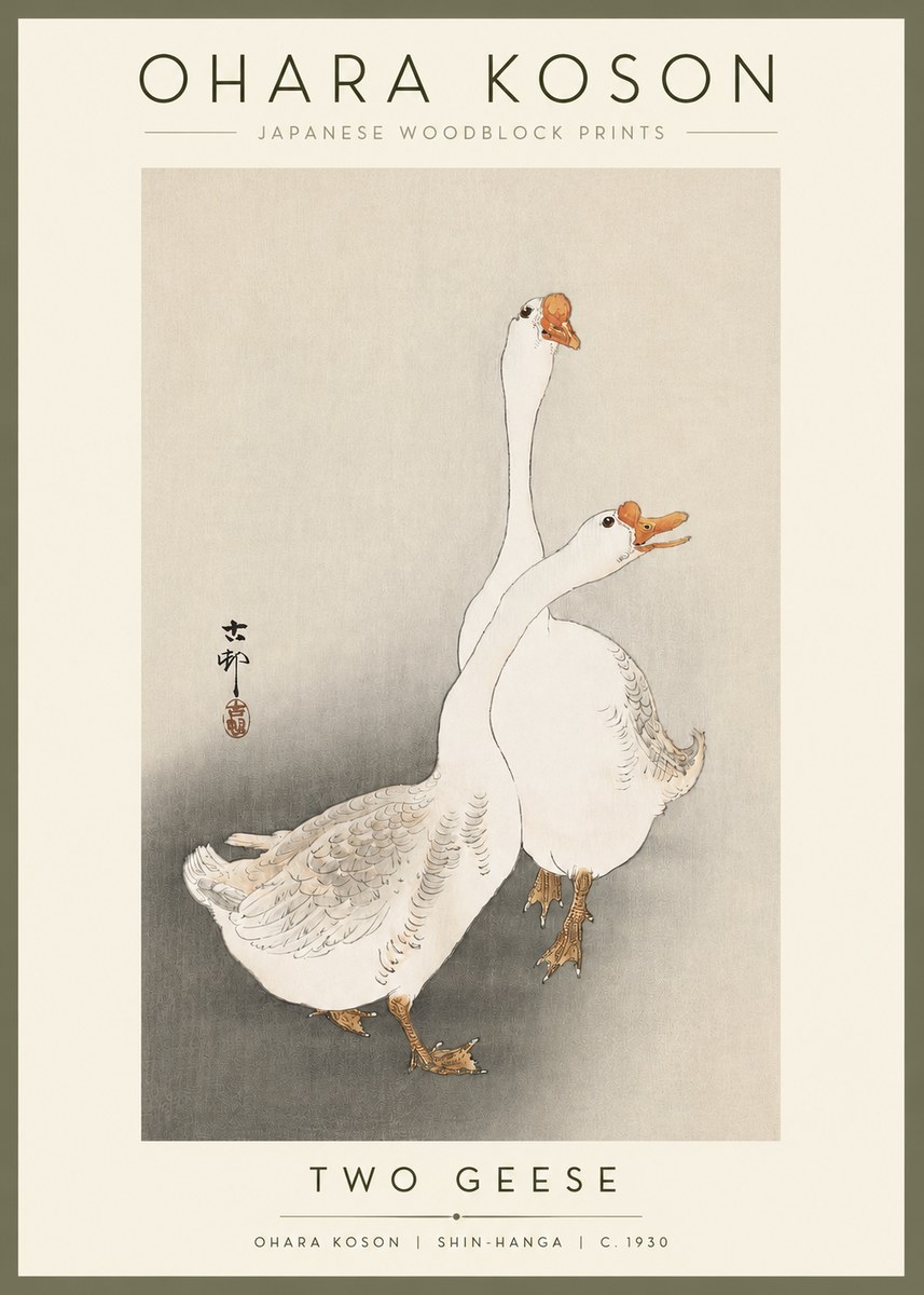 Ohara Koson Two Geese No2 - Juliste