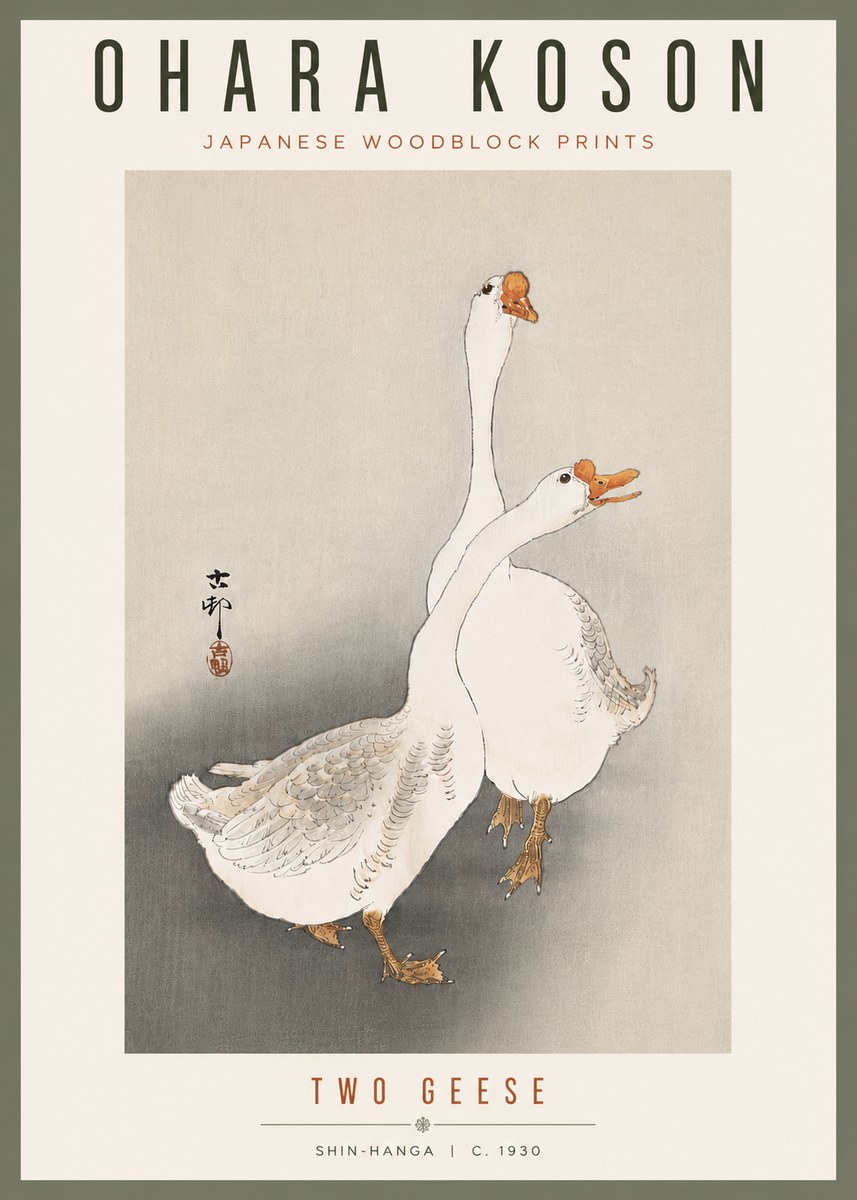 Ohara Koson Two Geese No6 - Juliste