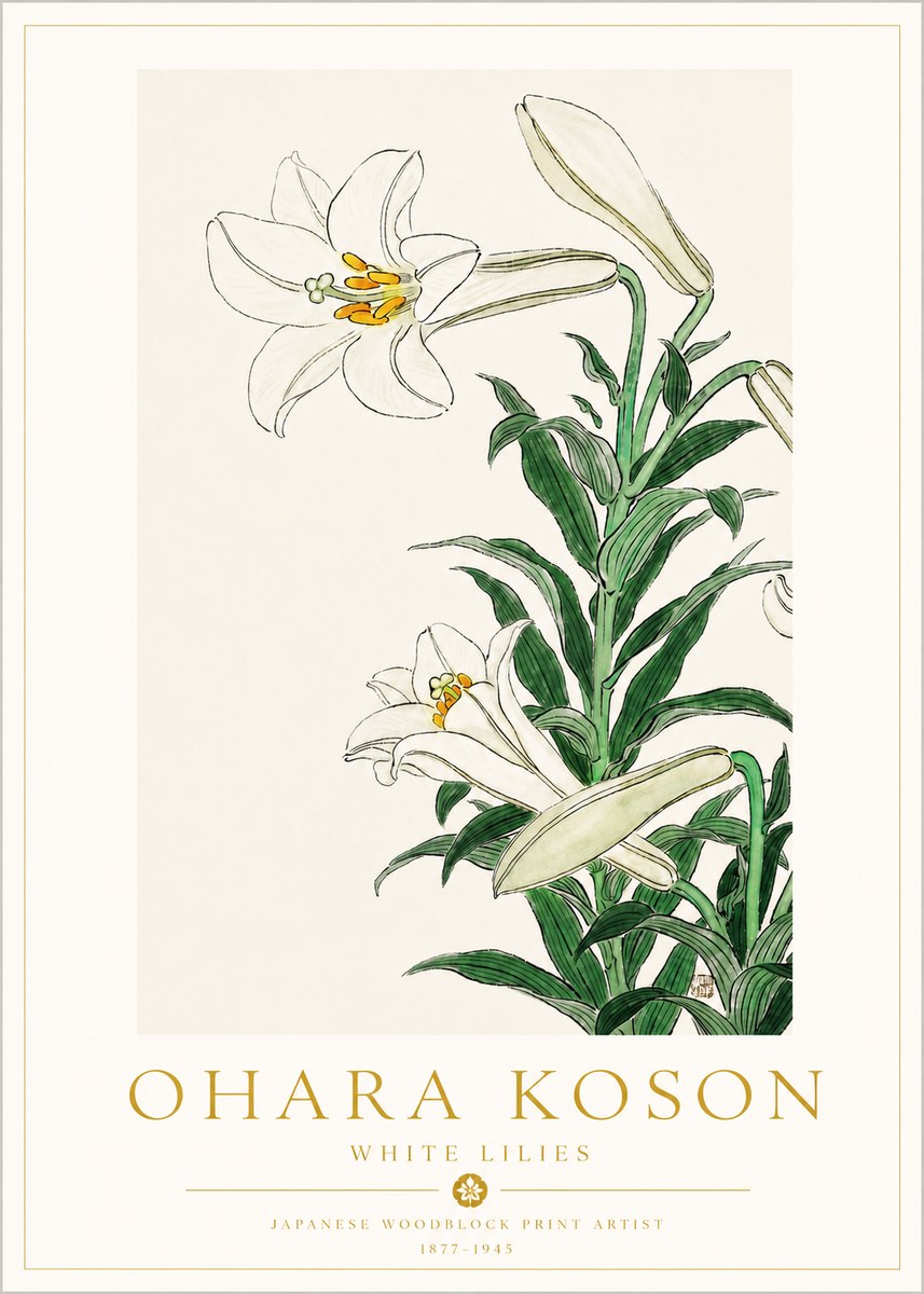 Ohara Koson White Lilies No3 - Juliste