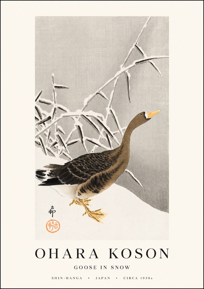 Ohara Koson Goose in Snow No1 - Juliste