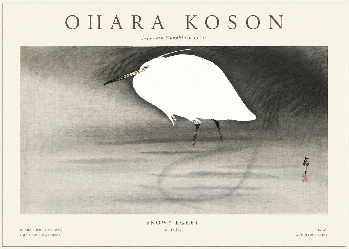 Ohara Koson Snowy Egret No1 - Juliste