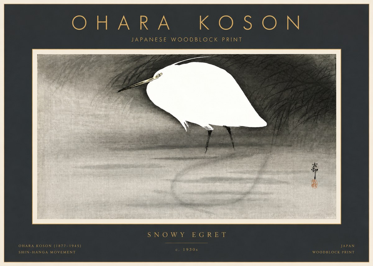 Ohara Koson Snowy Egret No2 - Juliste