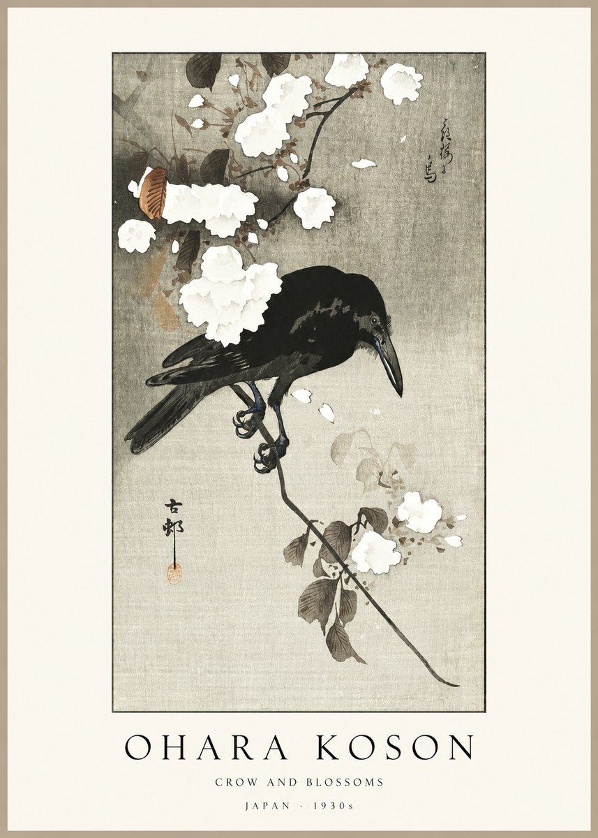 Ohara Koson Crow and Blossoms II No1 - Juliste