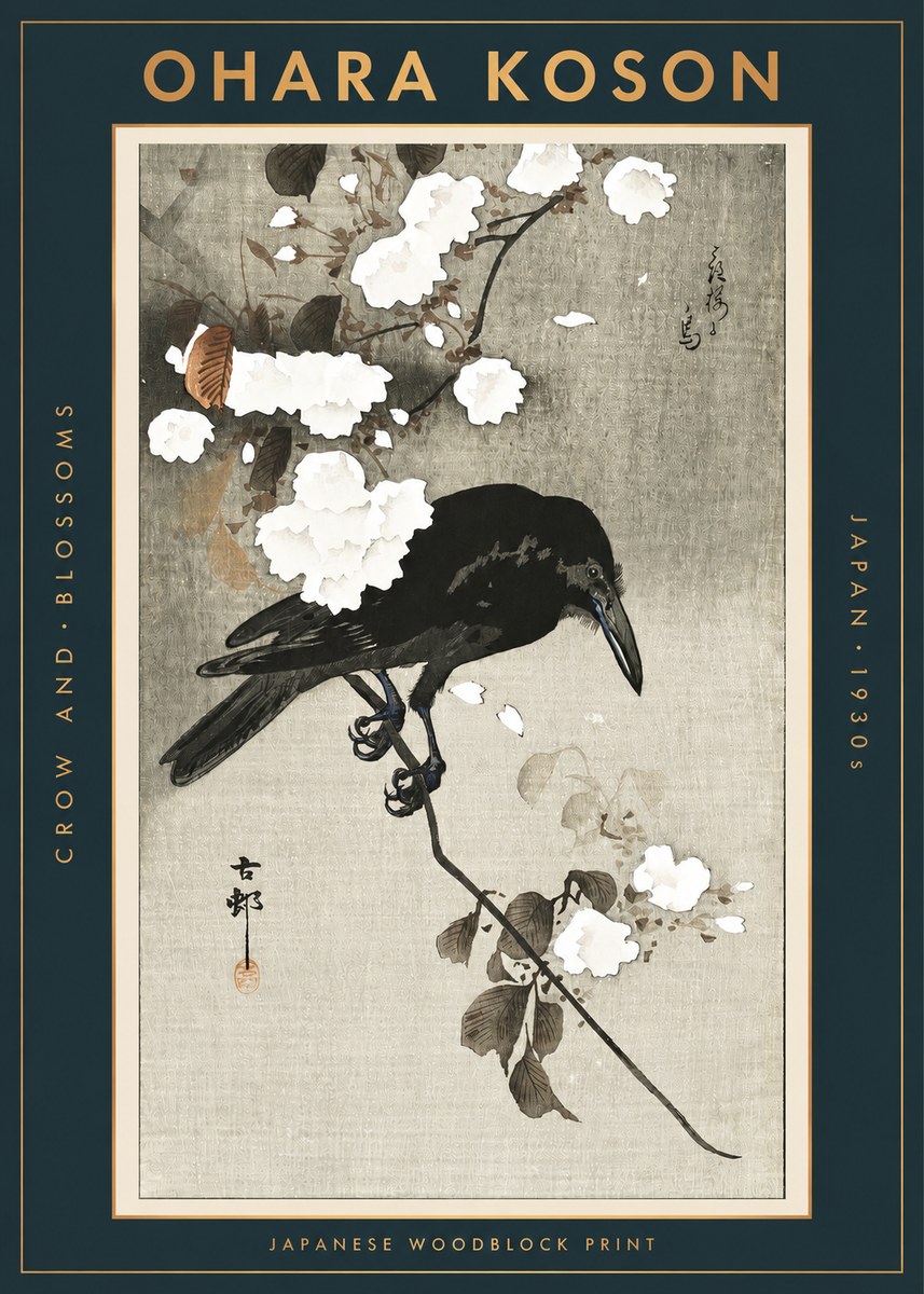 Ohara Koson Crow and Blossoms II No2 - Juliste