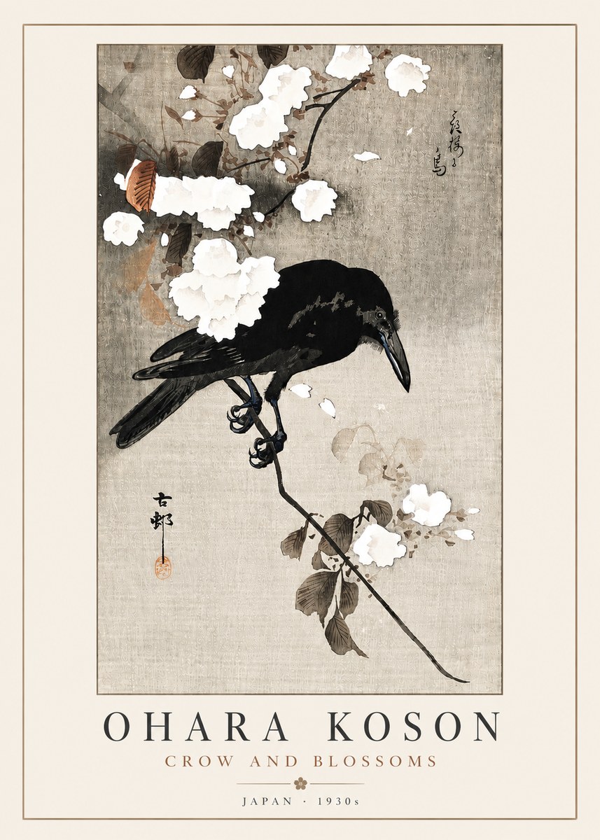 Ohara Koson Crow and Blossoms II No4 - Juliste