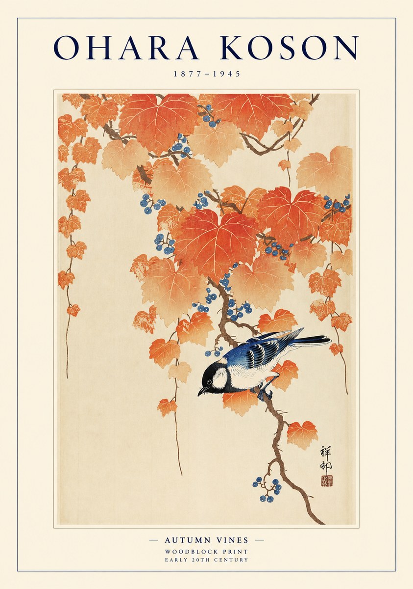 Ohara Koson Autumn Vines No1 - Juliste