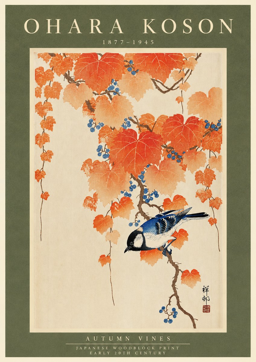 Ohara Koson Autumn Vines No3 - Juliste