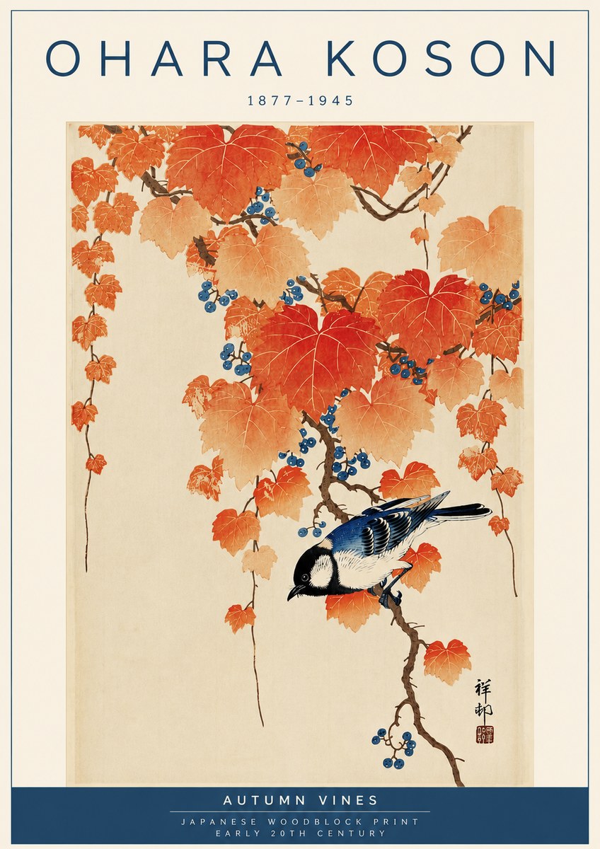 Ohara Koson Autumn Vines No4 - Juliste