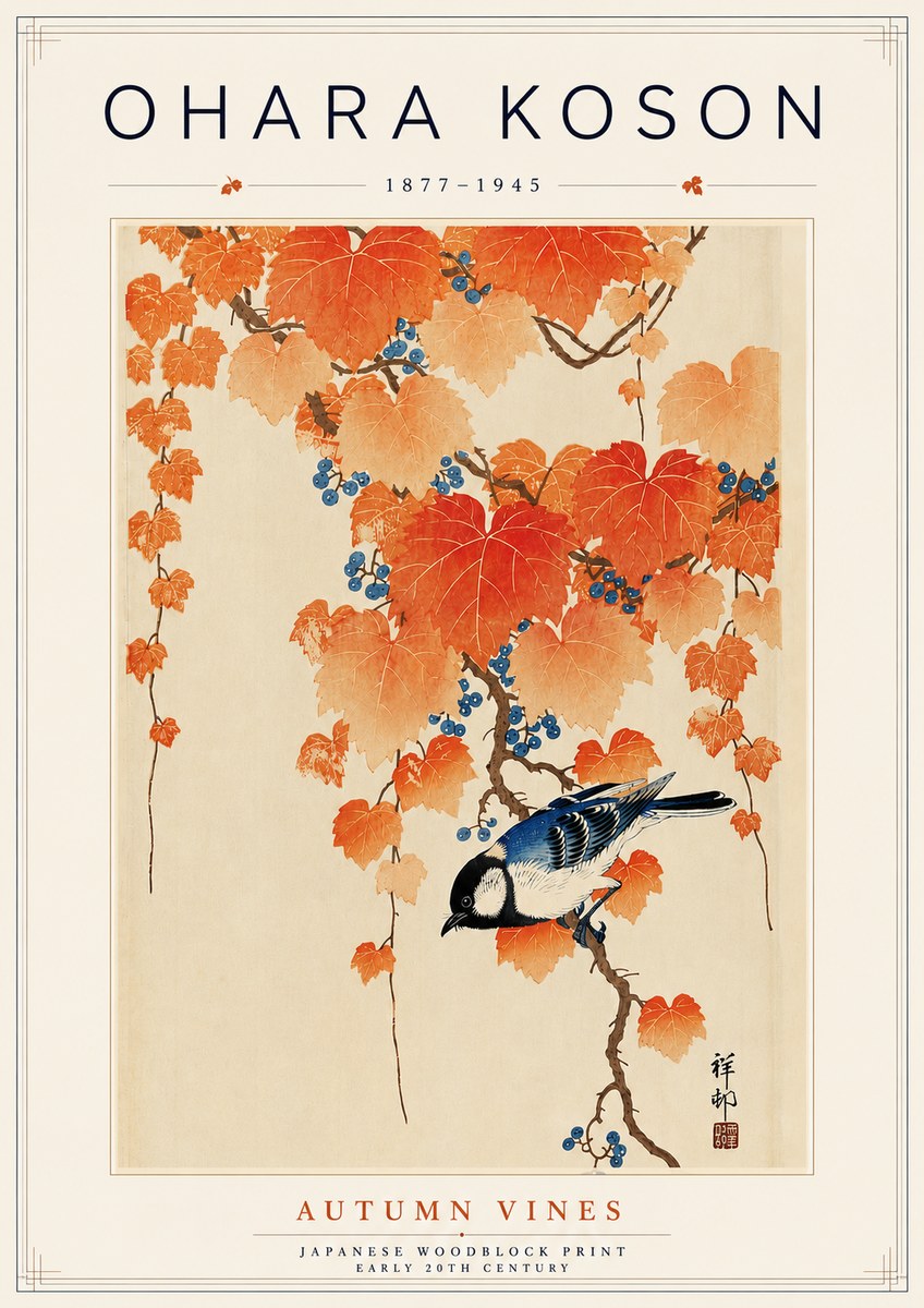 Ohara Koson Autumn Vines No5 - Juliste