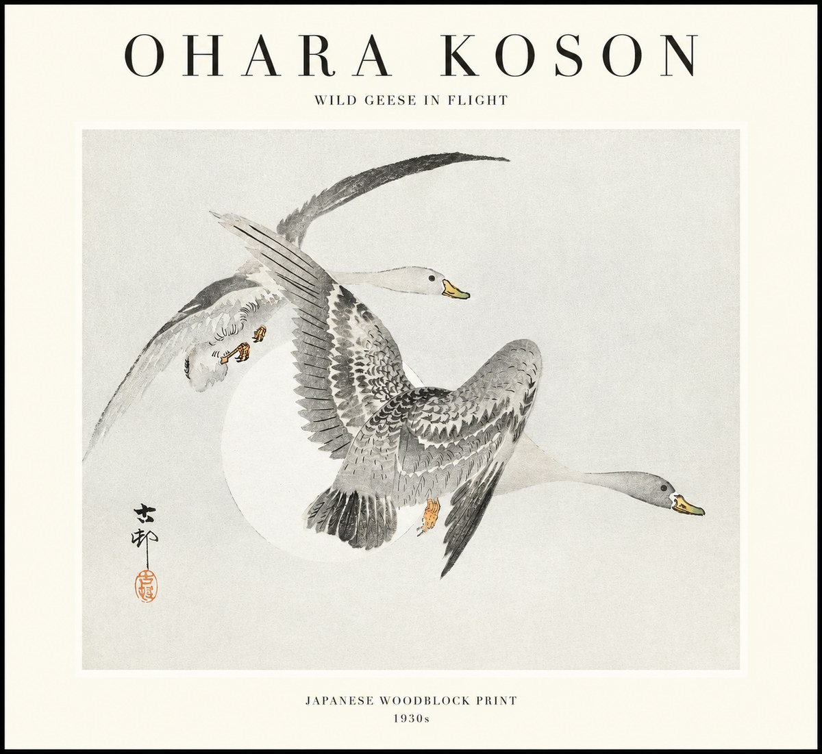 Ohara Koson Wild Geese in Flight I No1 - Juliste