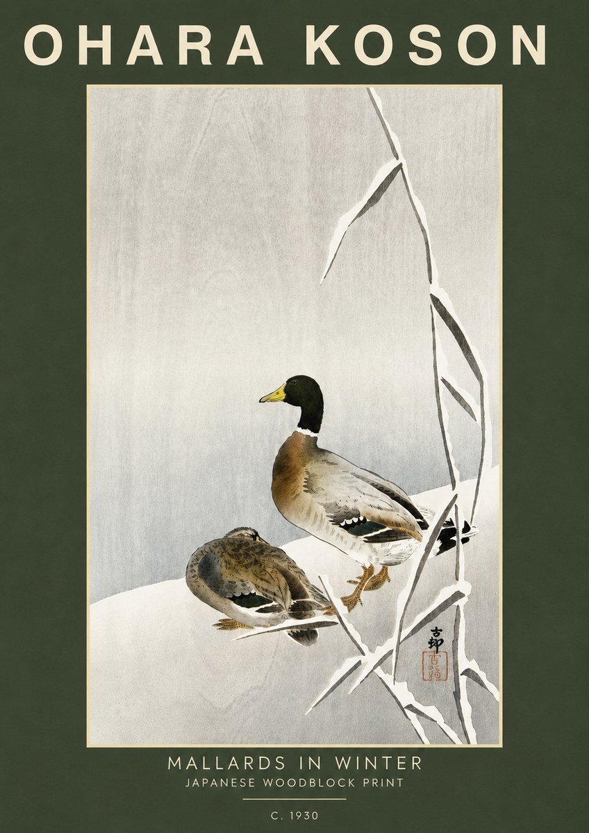 Ohara Koson Mallards in Winter No5 - Juliste