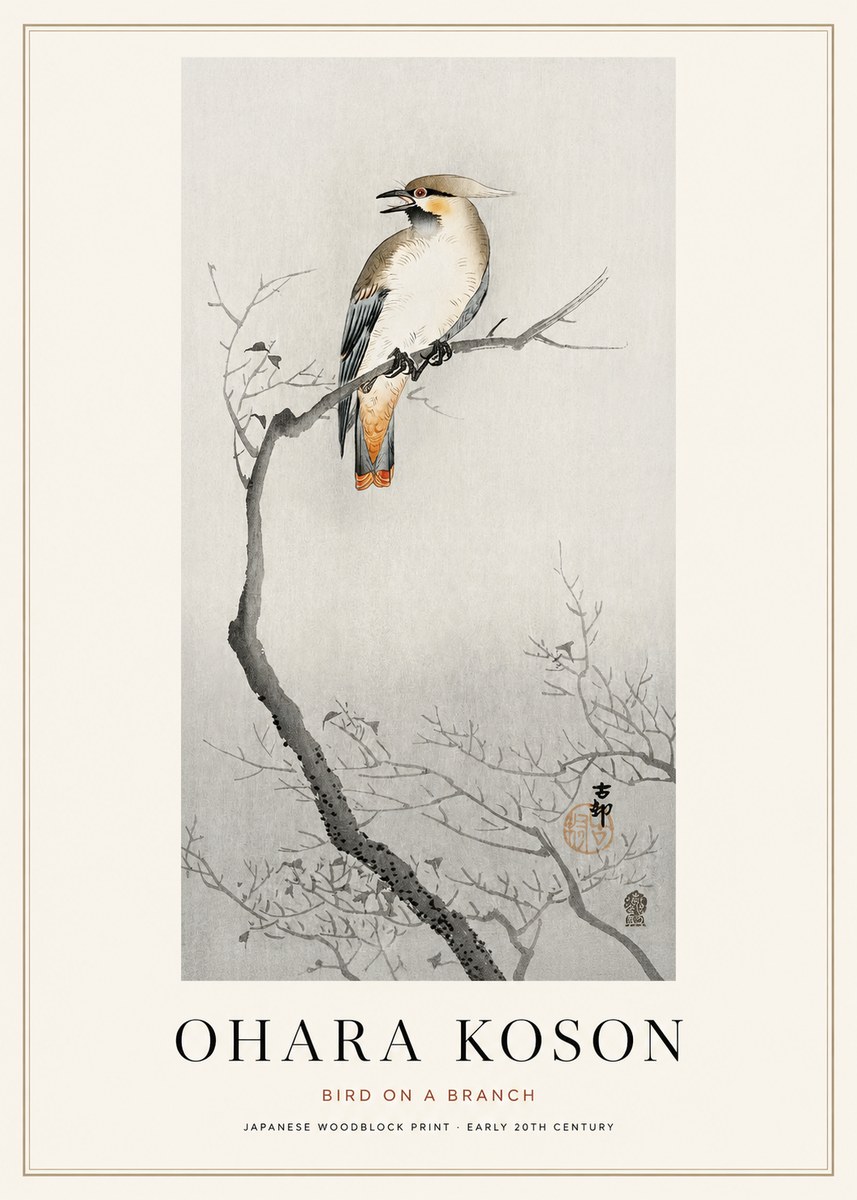 Ohara Koson Bird on a Branch I No1 - Juliste