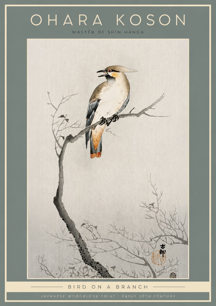 Ohara Koson Bird on a Branch I No2 - Juliste