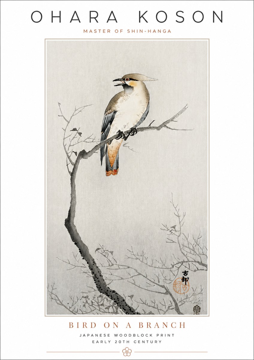 Ohara Koson Bird on a Branch I No3 - Juliste
