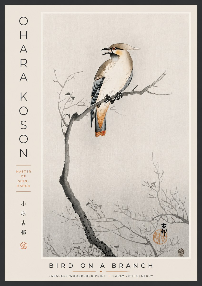 Ohara Koson Bird on a Branch I No5 - Juliste