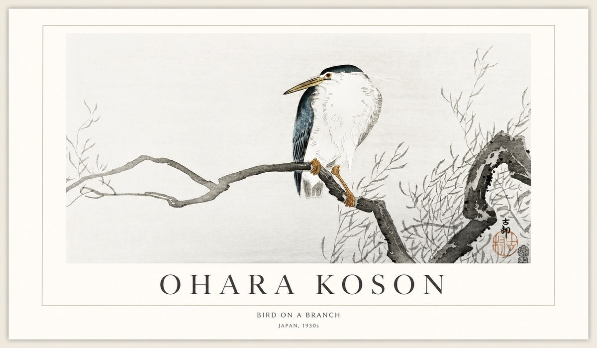 Ohara Koson Bird on a Branch II No1 - Juliste