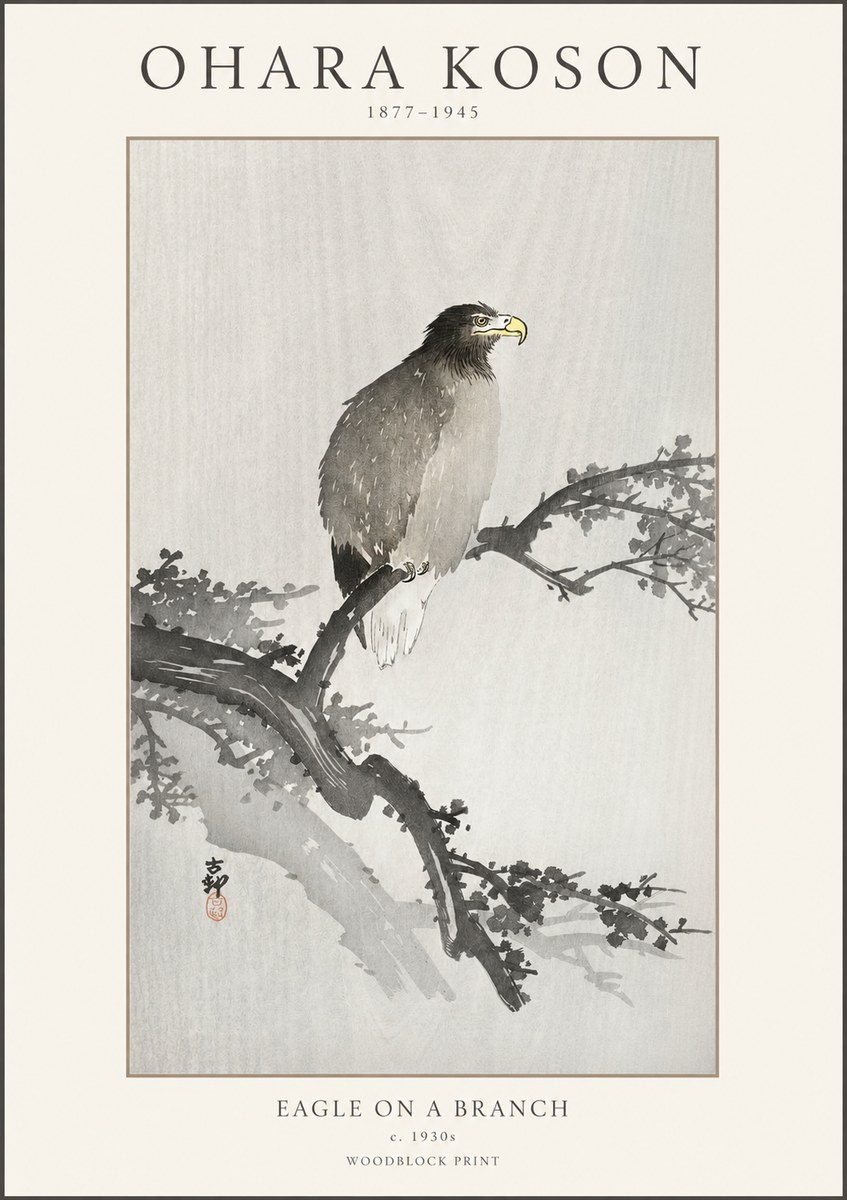 Ohara Koson Eagle on a Branch I No1 - Juliste