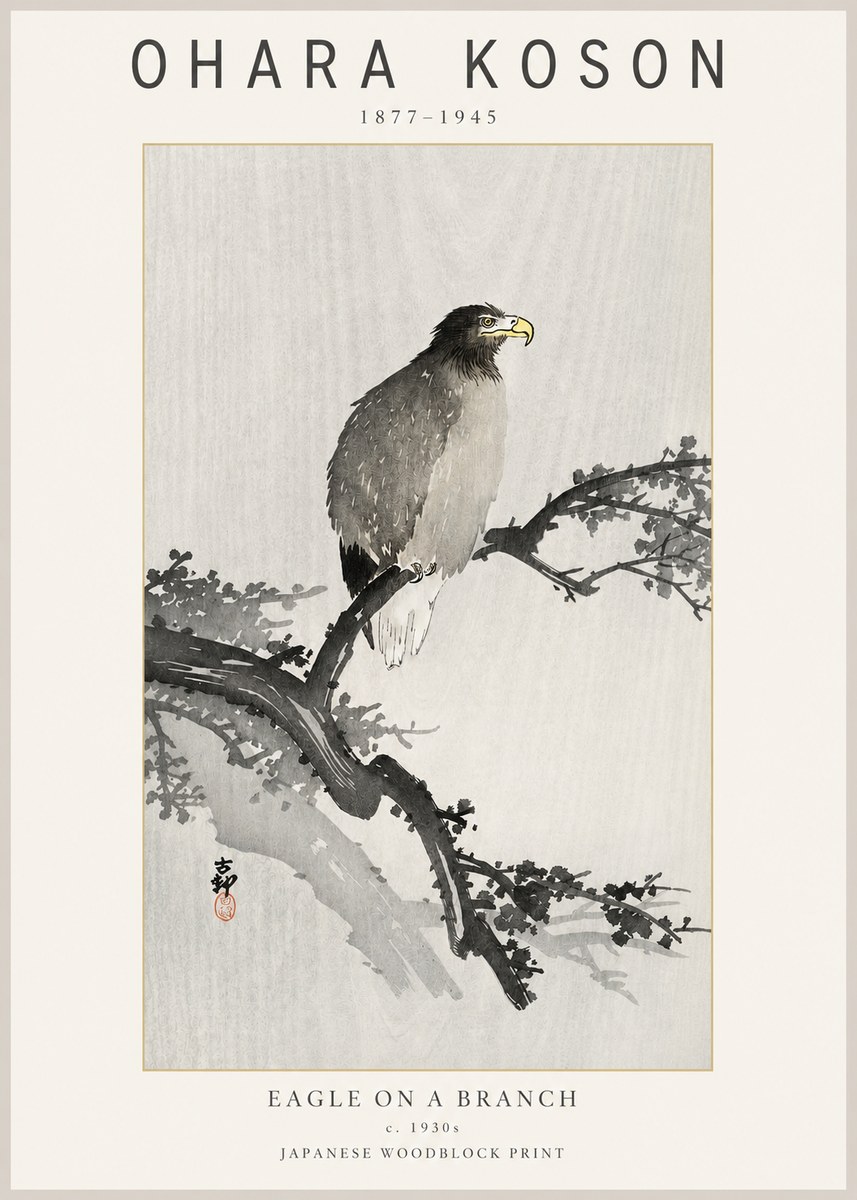 Ohara Koson Eagle on a Branch I No2 - Juliste