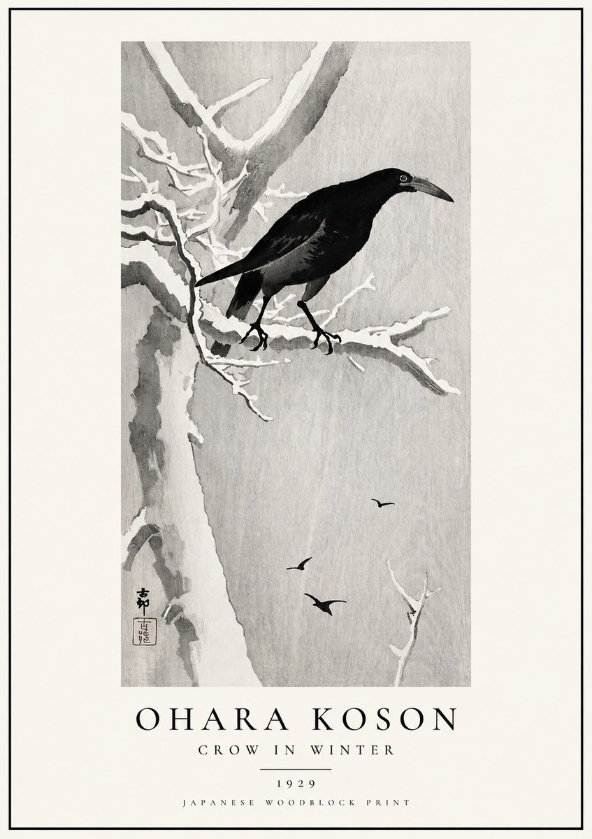 Ohara Koson Crow in Winter I No1 - Juliste