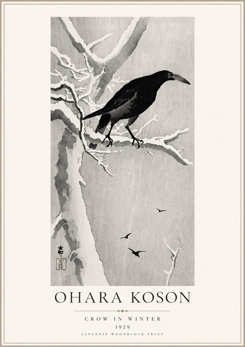 Ohara Koson Crow in Winter I No3 - Juliste