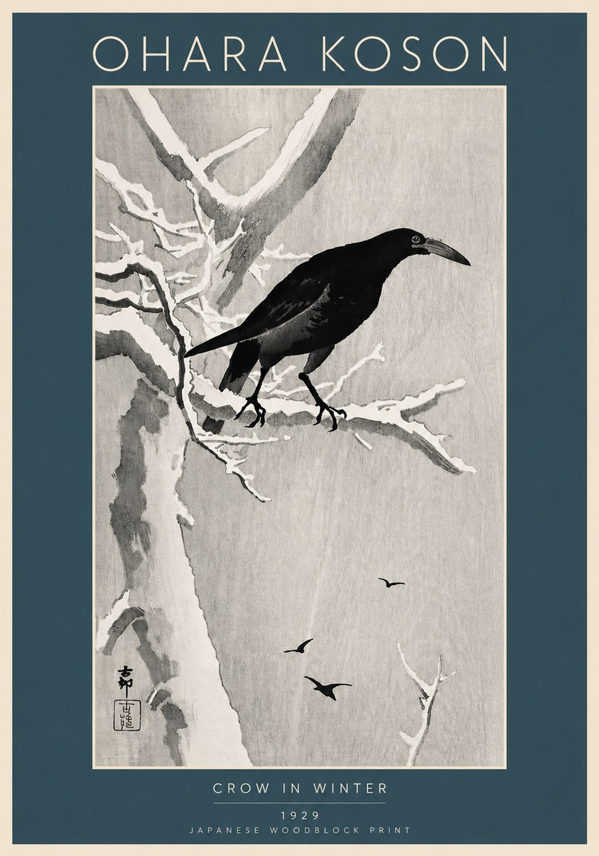 Ohara Koson Crow in Winter I No6 - Juliste