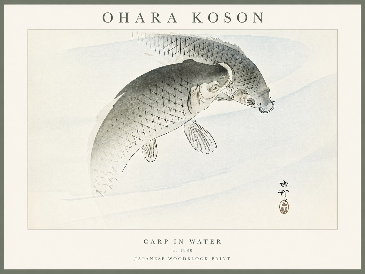 Ohara Koson Carp in Water No4 - Juliste