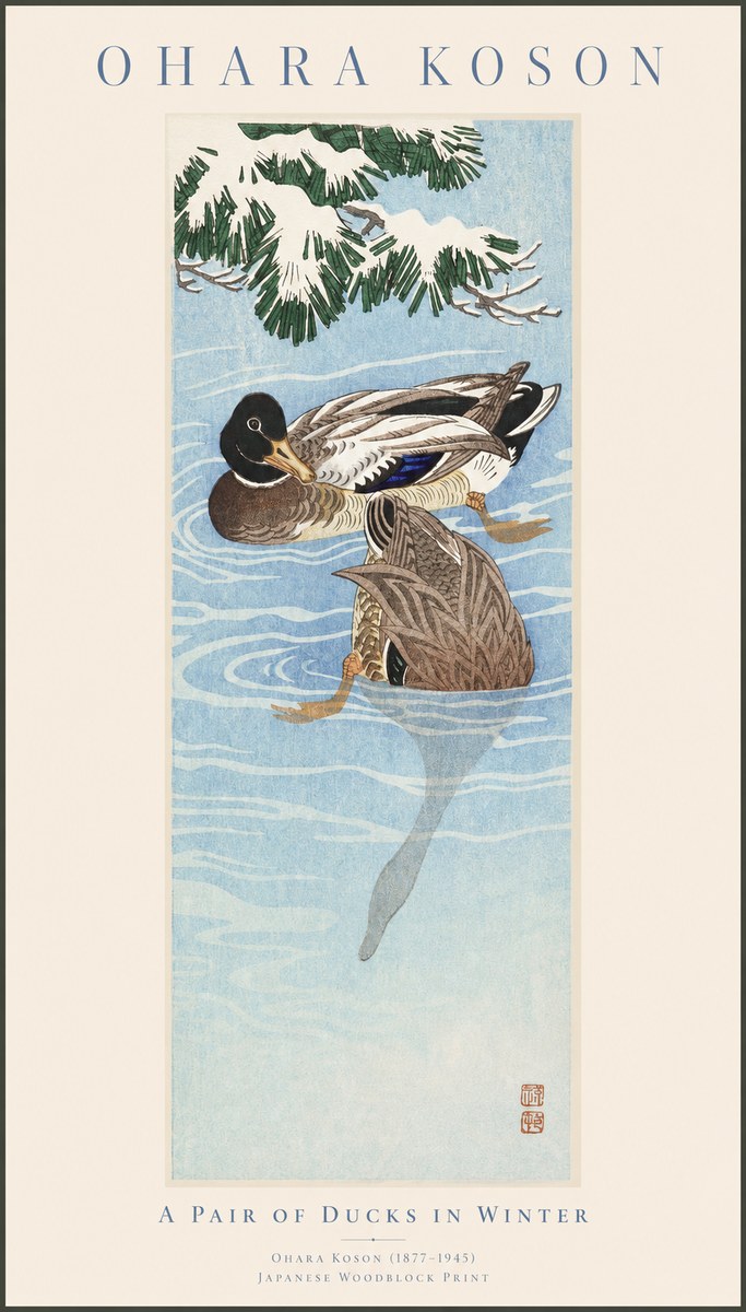 Ohara Koson A Pair of Ducks in Winter No1 - Juliste