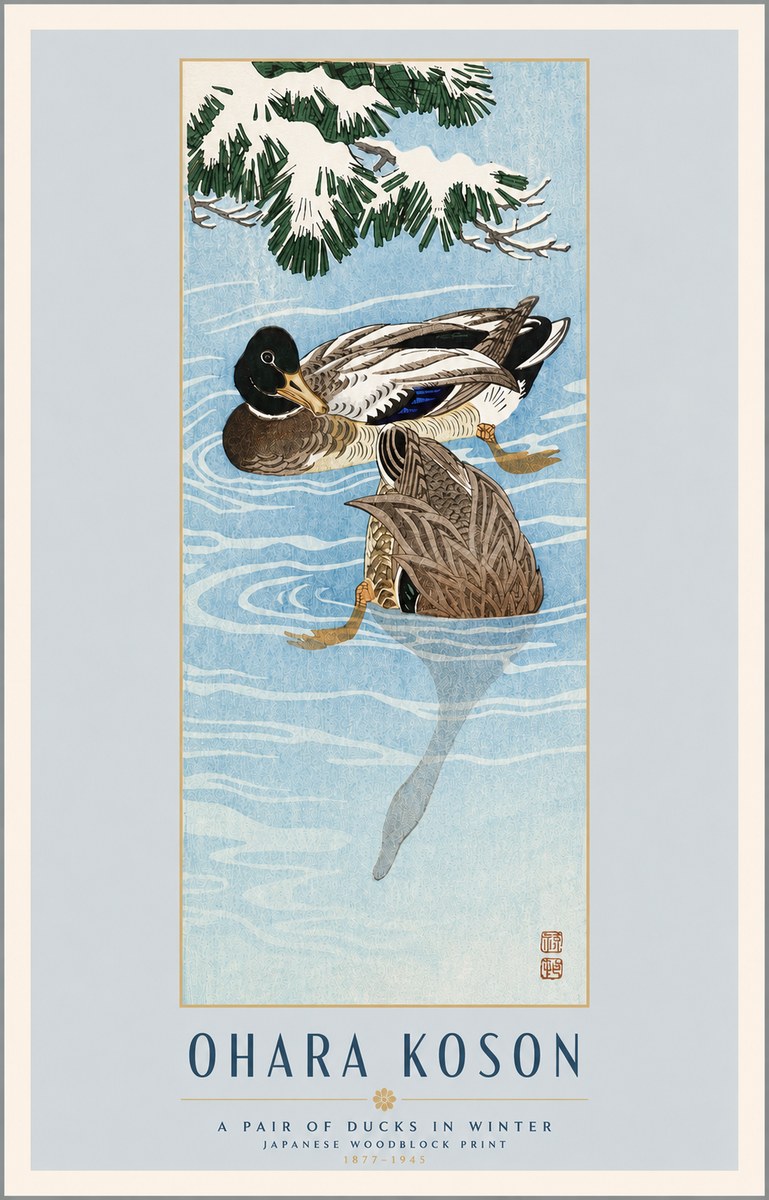 Ohara Koson A Pair of Ducks in Winter No4 - Juliste