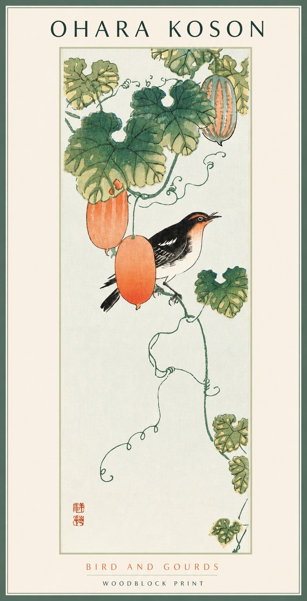 Ohara Koson Bird and Gourds No2 - Juliste