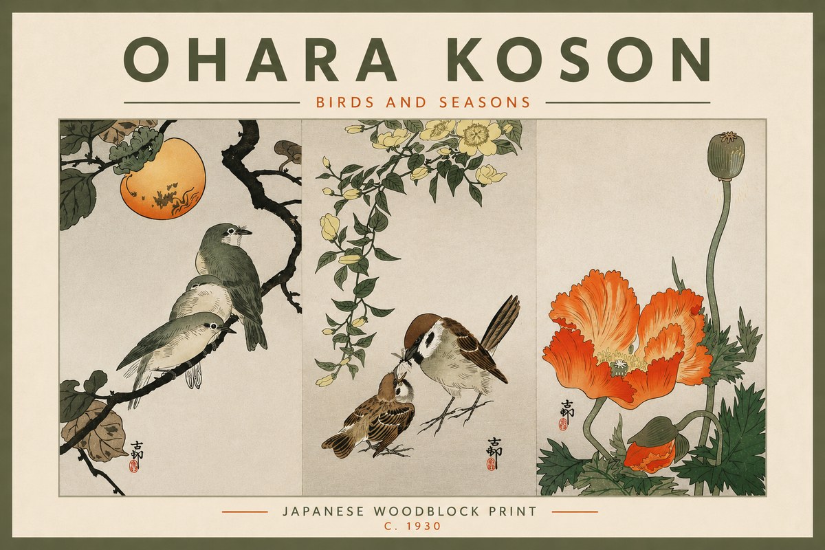 Ohara Koson Birds and Seasons No4 - Juliste