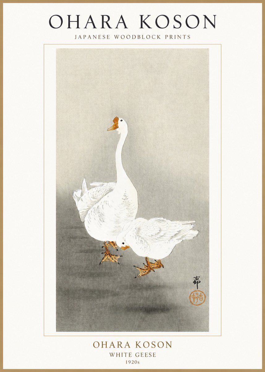 Ohara Koson White Geese No1 - Juliste