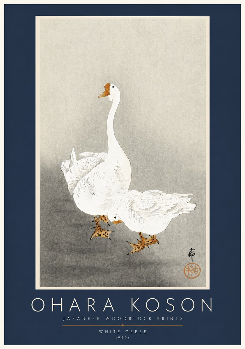 Ohara Koson White Geese No2 - Juliste