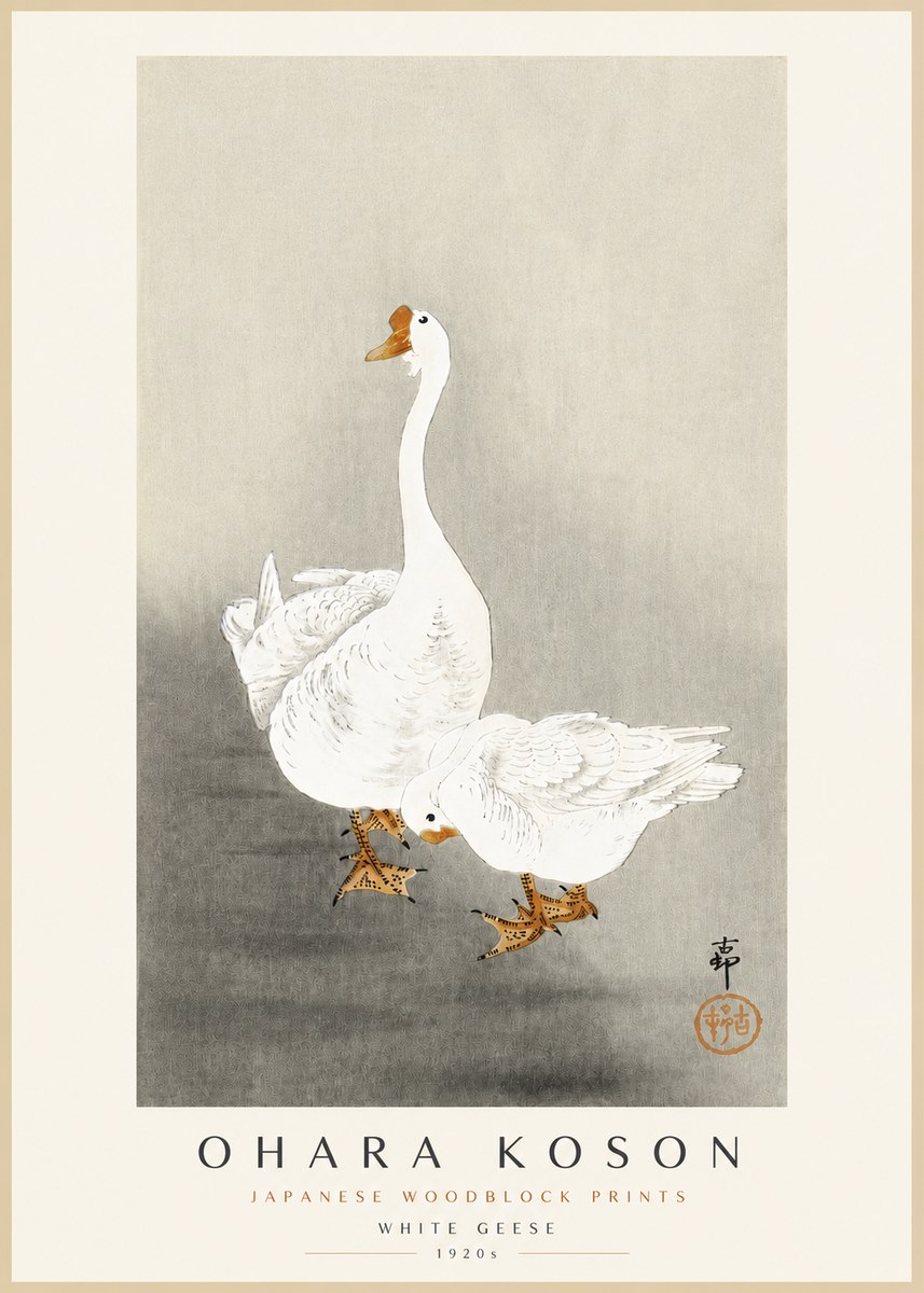 Ohara Koson White Geese No3 - Juliste