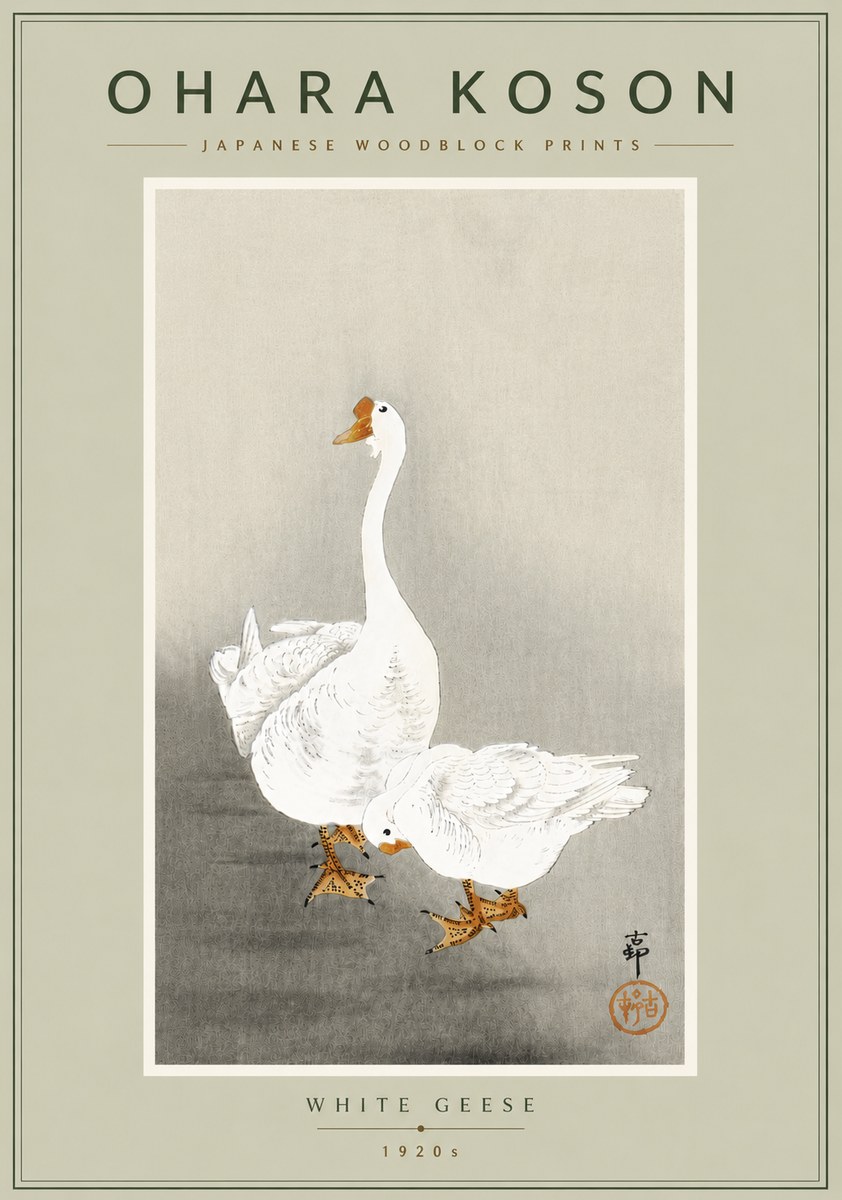Ohara Koson White Geese No6 - Juliste