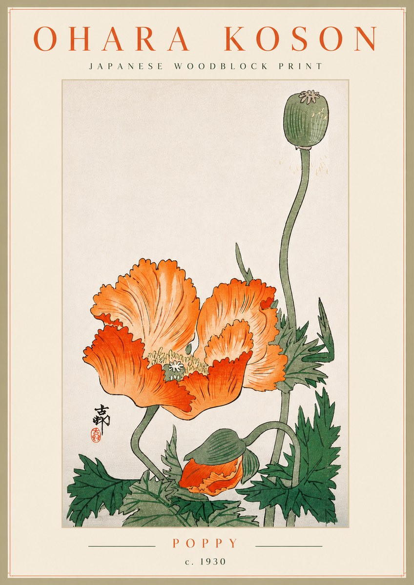Ohara Koson Poppy No6 - Juliste