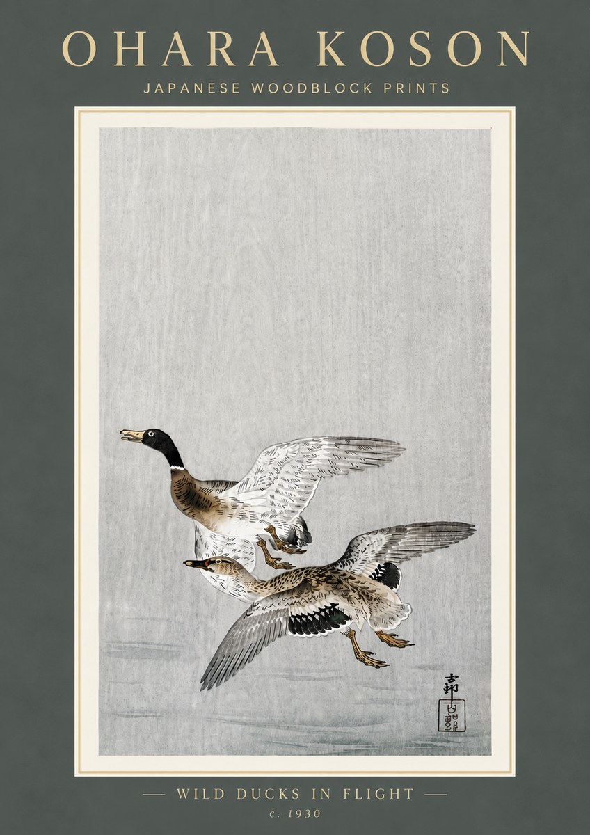 Ohara Koson Wild Ducks in Flight No6 - Juliste
