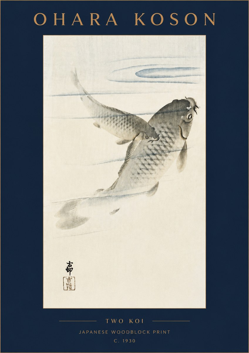 Ohara Koson Two Koi I No4 - Juliste