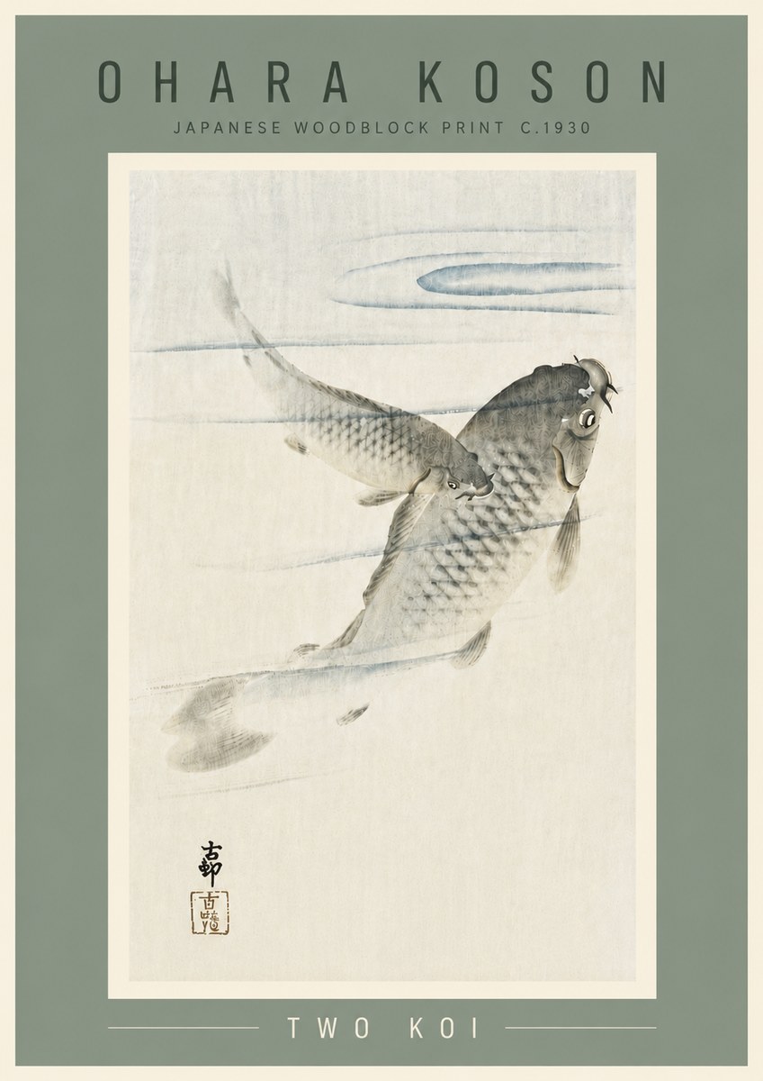 Ohara Koson Two Koi I No6 - Juliste