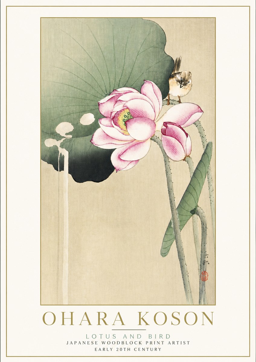 Ohara Koson Lotus and Bird No5 - Juliste