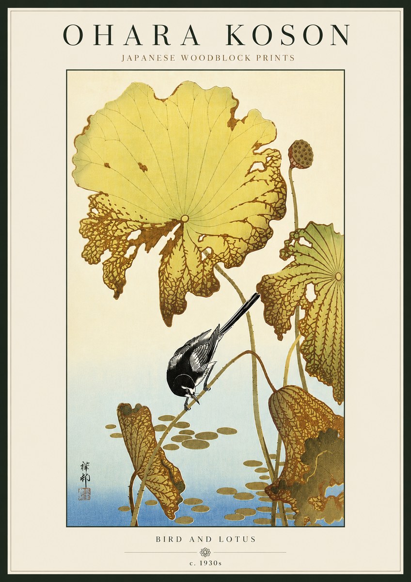 Ohara Koson Bird and Lotus No5 - Juliste