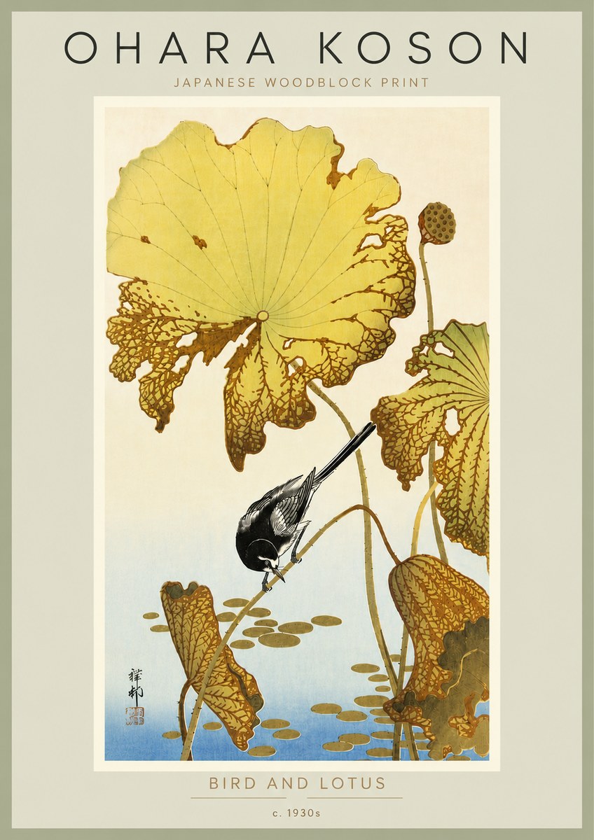 Ohara Koson Bird and Lotus No6 - Juliste
