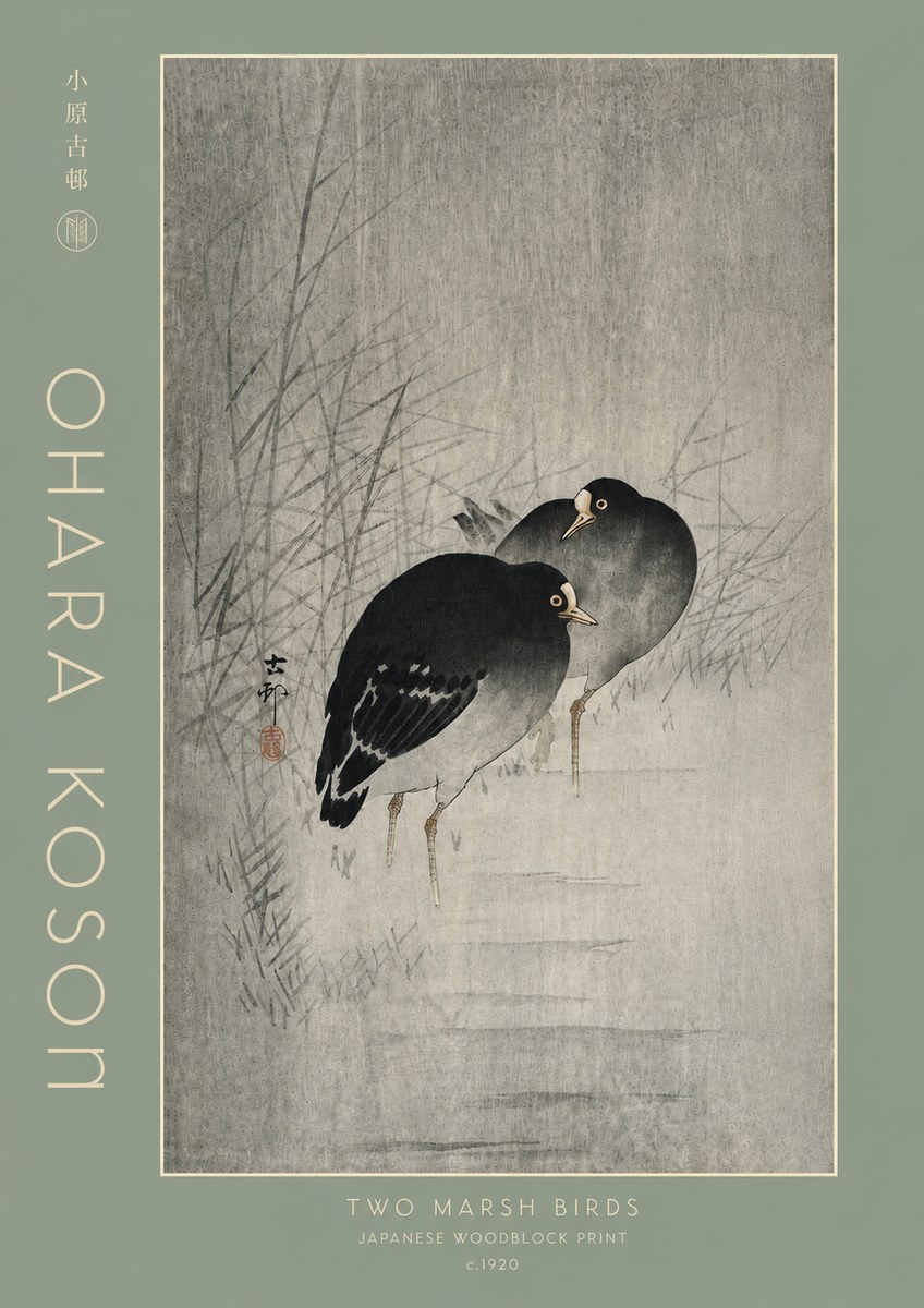 Ohara Koson Two Marsh Birds No4 - Juliste