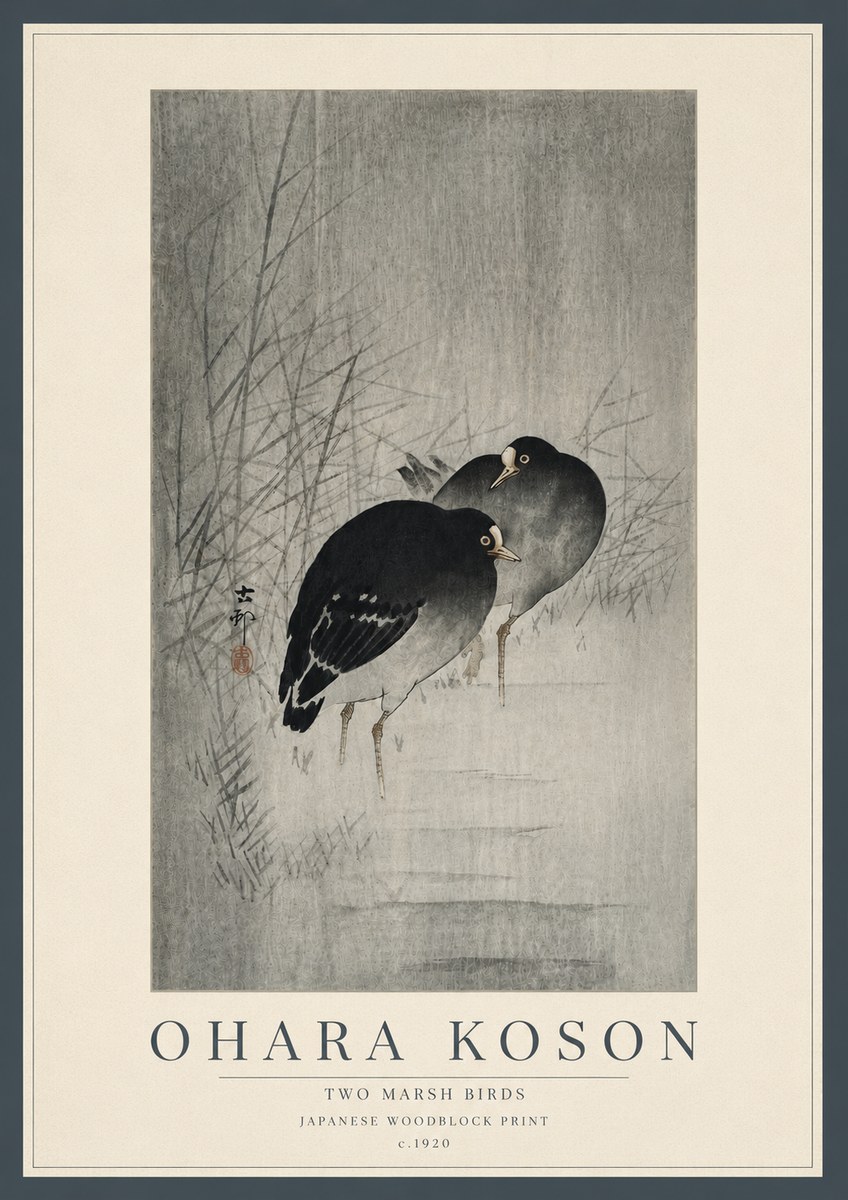 Ohara Koson Two Marsh Birds No5 - Juliste