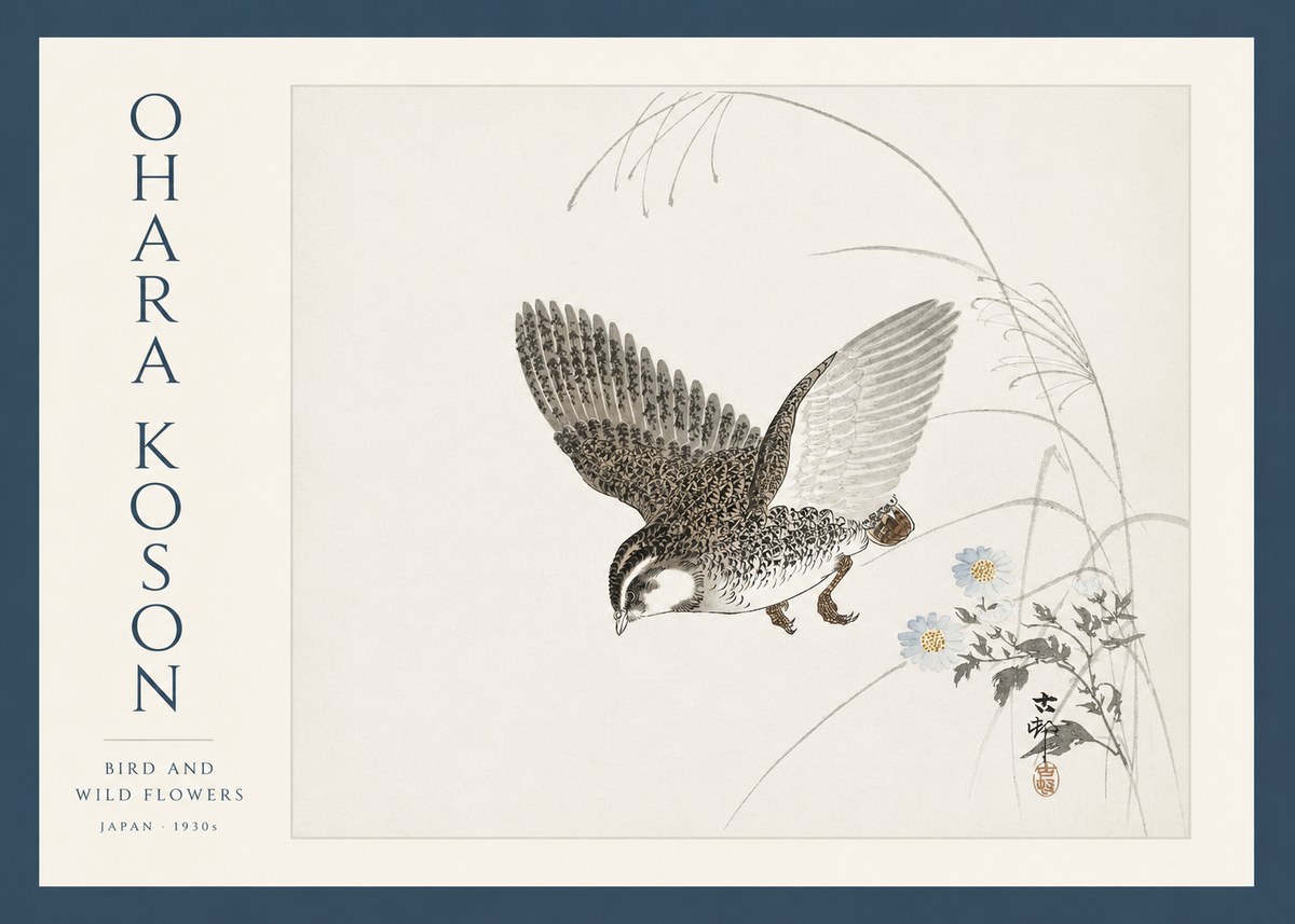 Ohara Koson Bird and Wild Flowers No3 - Juliste