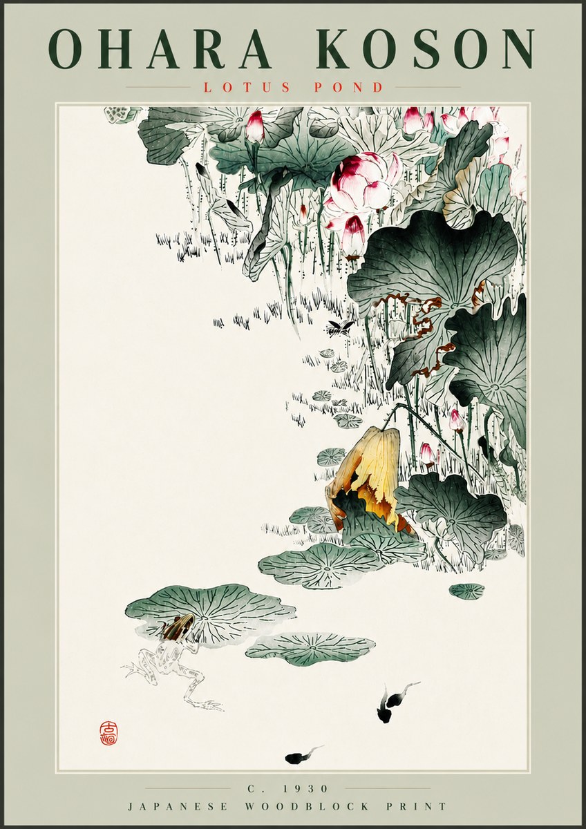 Ohara Koson Lotus Pond No4 - Juliste