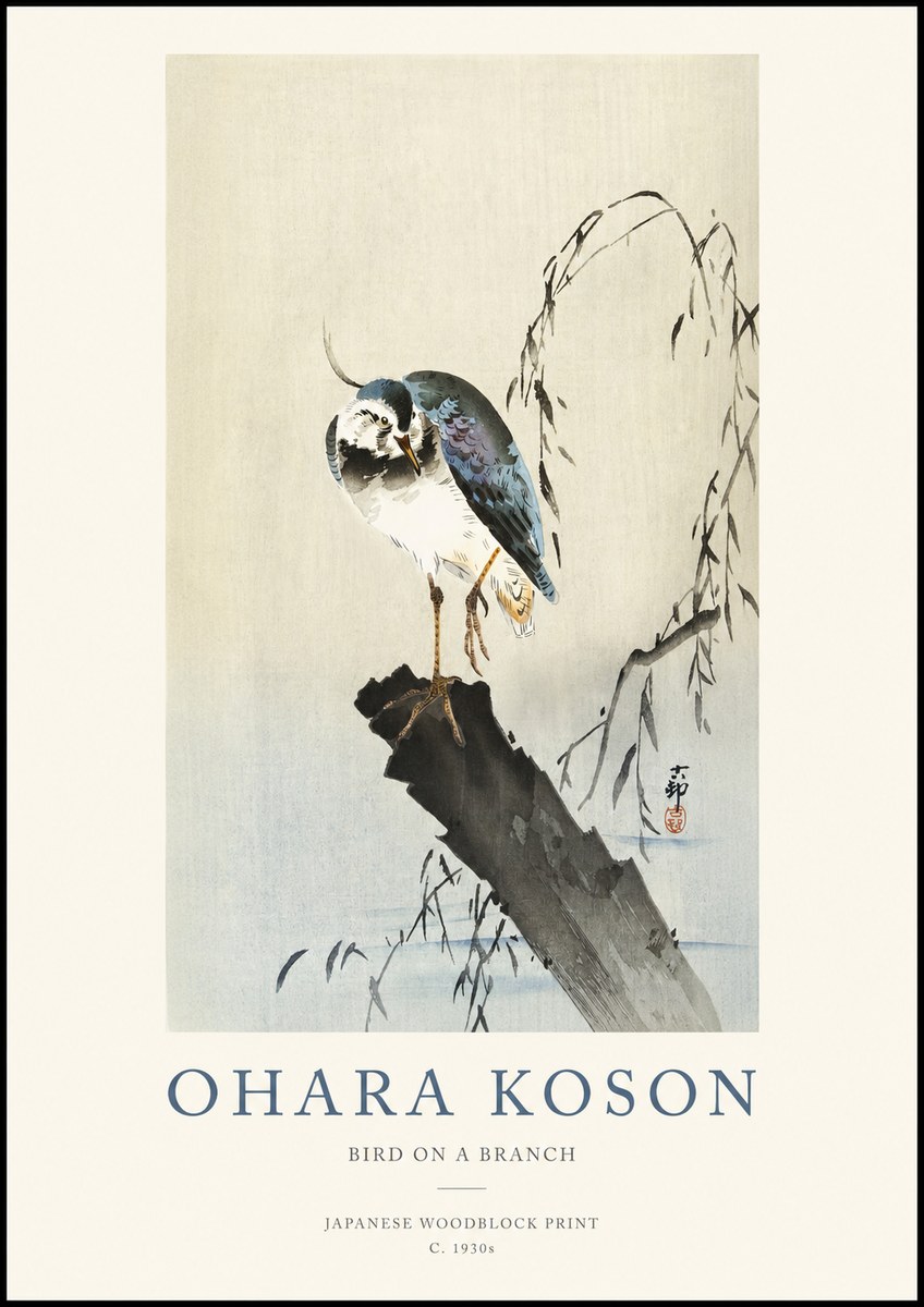 Ohara Koson Bird on a Branch III No1 - Juliste