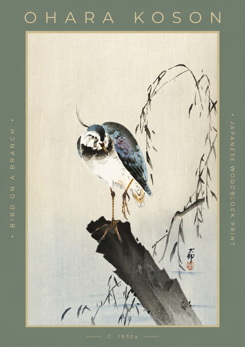 Ohara Koson Bird on a Branch III No2 - Juliste