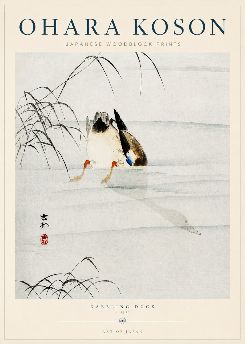 Ohara Koson Dabbling Duck No3 - Juliste