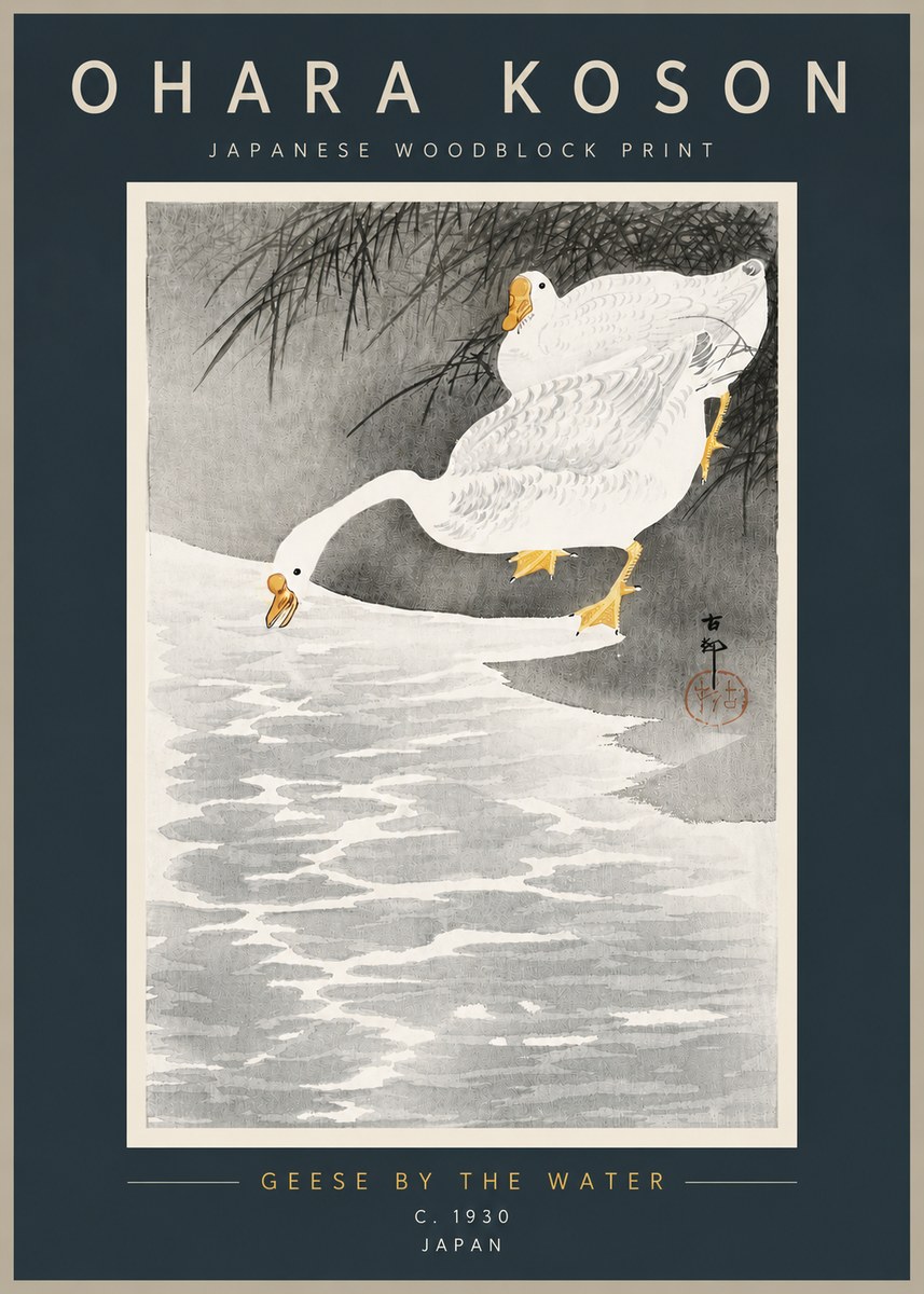 Ohara Koson Geese by the Water No3 - Juliste